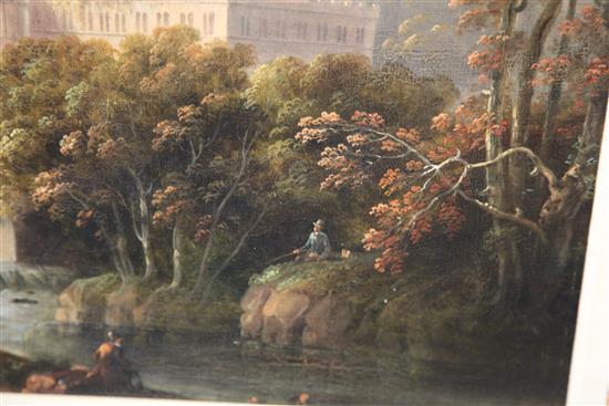 Mid 19th century English School Castle in an extensive landscape, 19 x 24.5in.